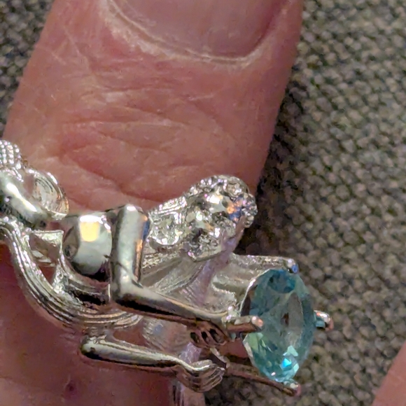Silver Mermaid Ring with Blue Gemstone - Picture 7 of 10
